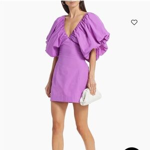 SWF Puff-Sleeve Mini Dress with Deep V-Neck NWT